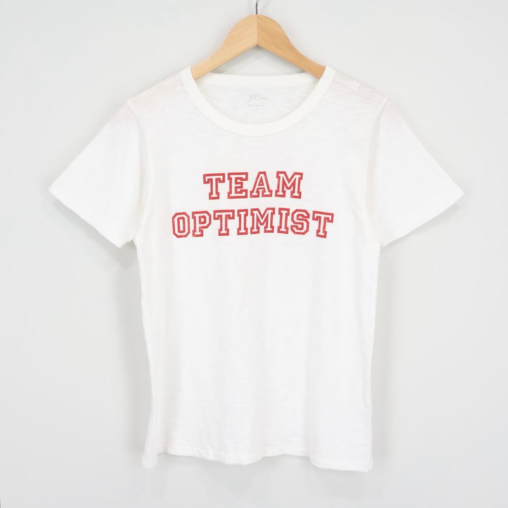 NWOT J.Crew Team Optimist Graphic Short Sleeve T-Shirt White Size Small